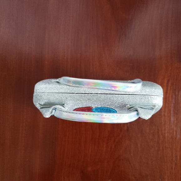 Hard shell Silver Sparkly eyeglass case with handles. Eyeglasses storage - Picture 3 of 9